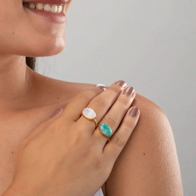 Anillo Óvalo Celeste – Amazonita