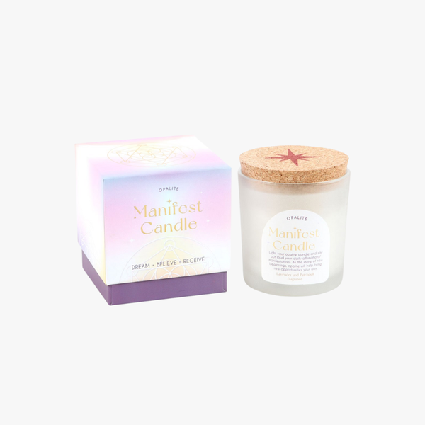 Vela de Manifestación Lavanda y Pachulí con Opalita