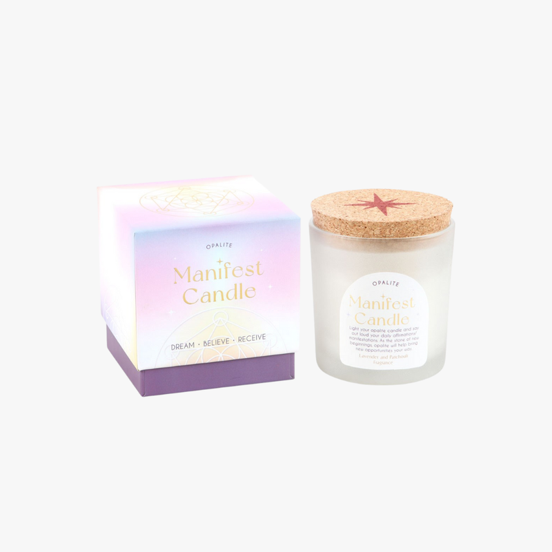 Vela de Manifestación Lavanda y Pachulí con Opalita